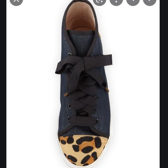 kate spade linus denim & calf hair high-top sneaker shoe size 6.5 nwot - Picture 5 of 10